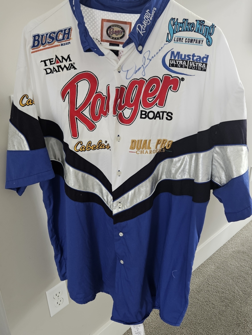 Vtg (2002) Denny Brauer Autographed. Tournament Shirt. Size XL.